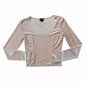 Free Press Velvet Cropped Long Sleeve Top